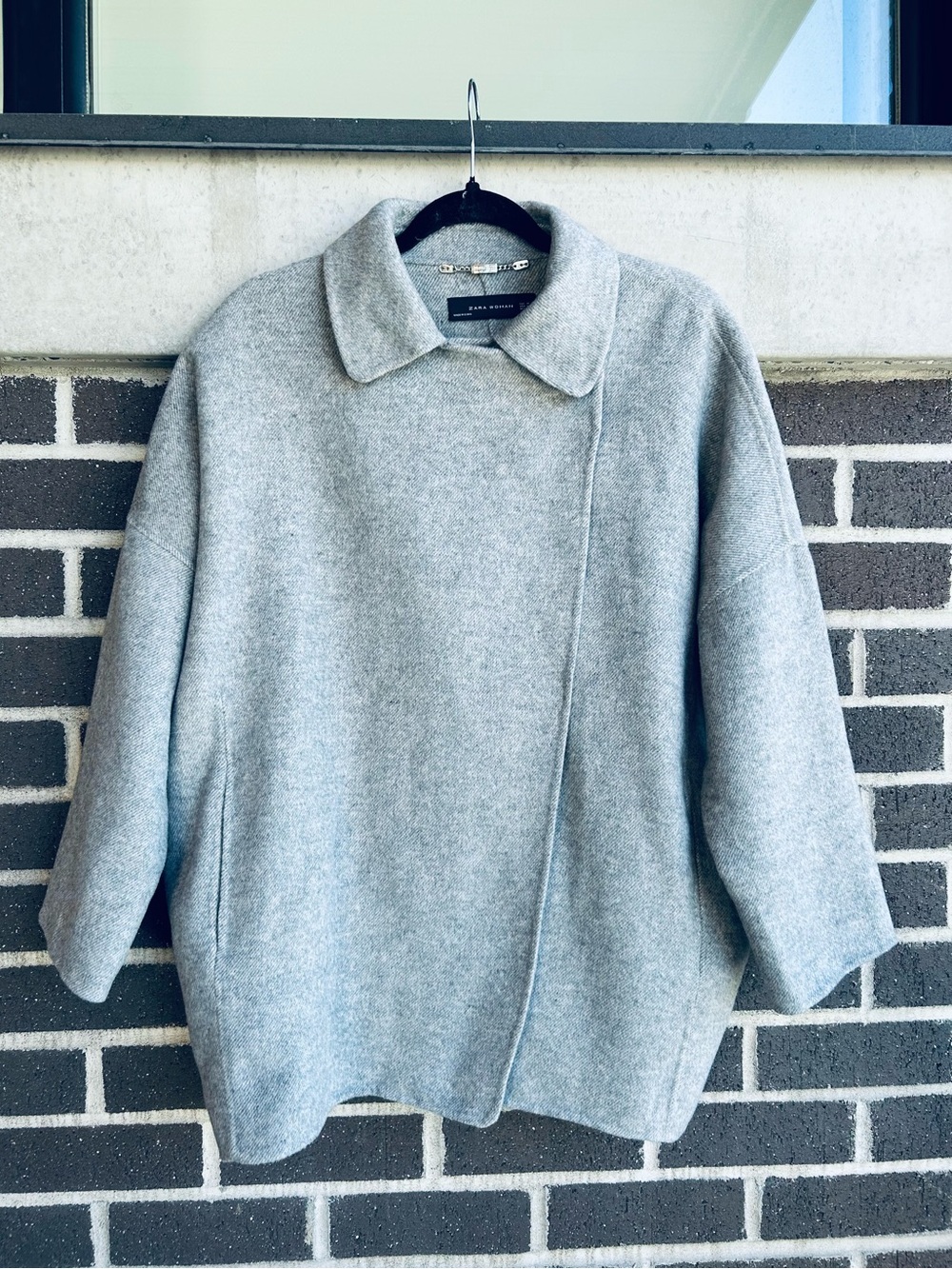 ZARA - Handmade Grey Wool Oversized Coat: Size Medium